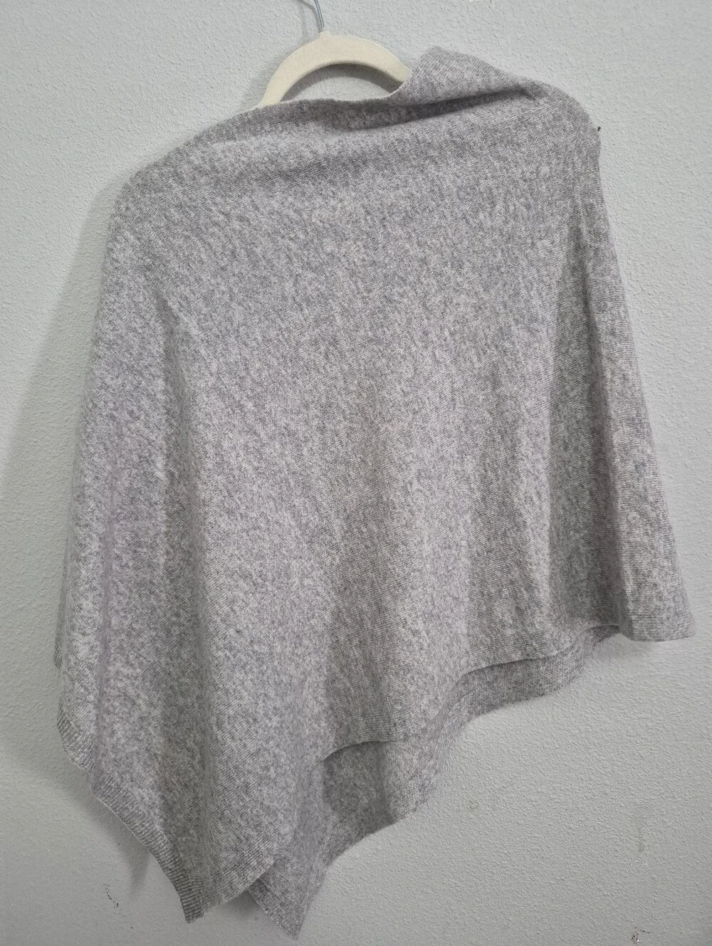 Woolovers Merino Wool Cashmere Blend Button Poncho Grey OS Quiet Luxury